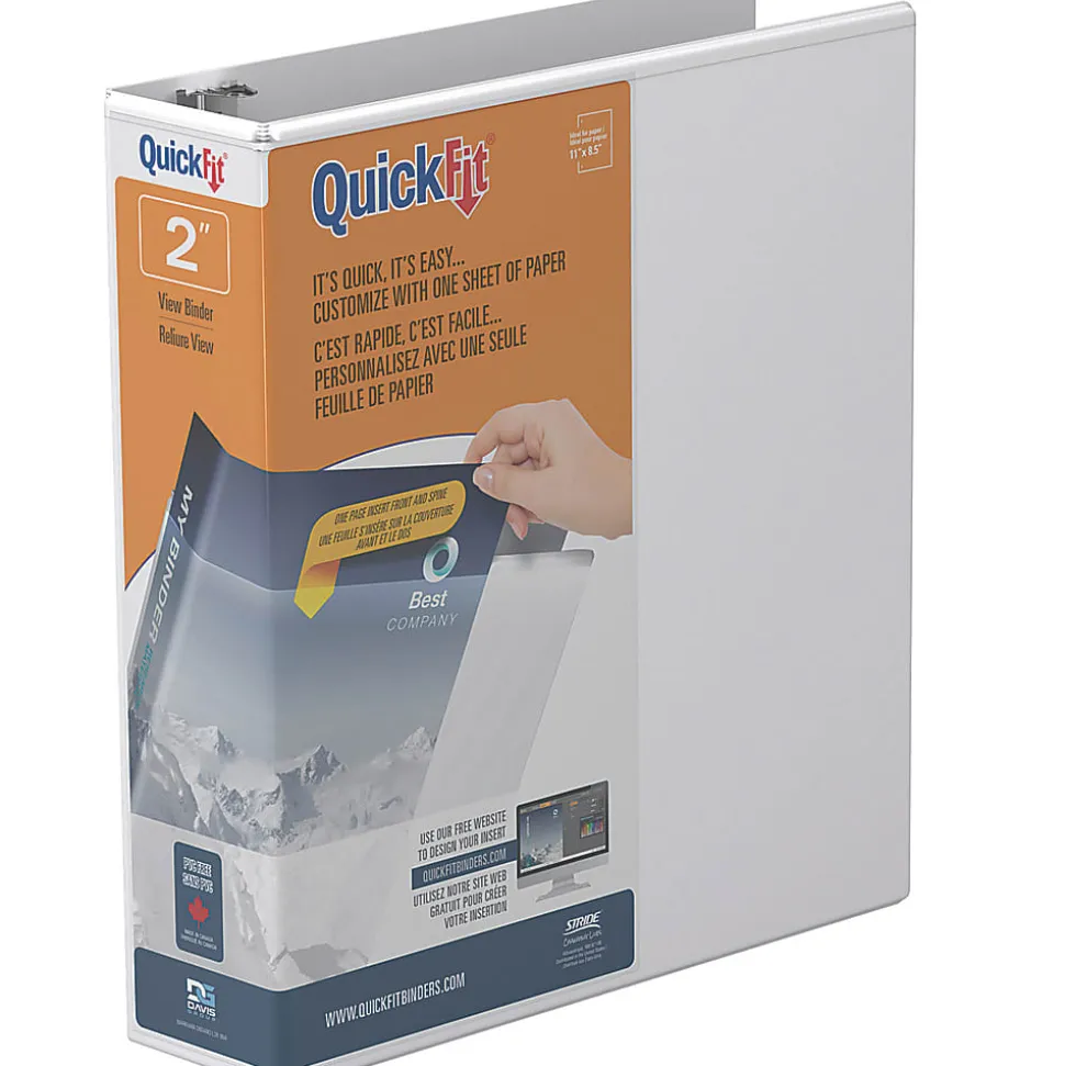 QuickFit® View 3-Ring Binder, 2" Round Rings, White