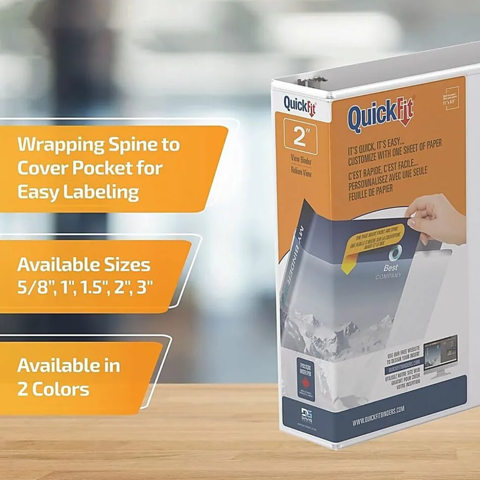 QuickFit® View 3-Ring Binder, 2" Round Rings, White