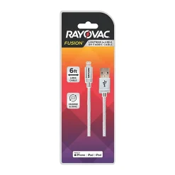 Rayovac Lightning To USB-C Cable, 6', White, RV2426