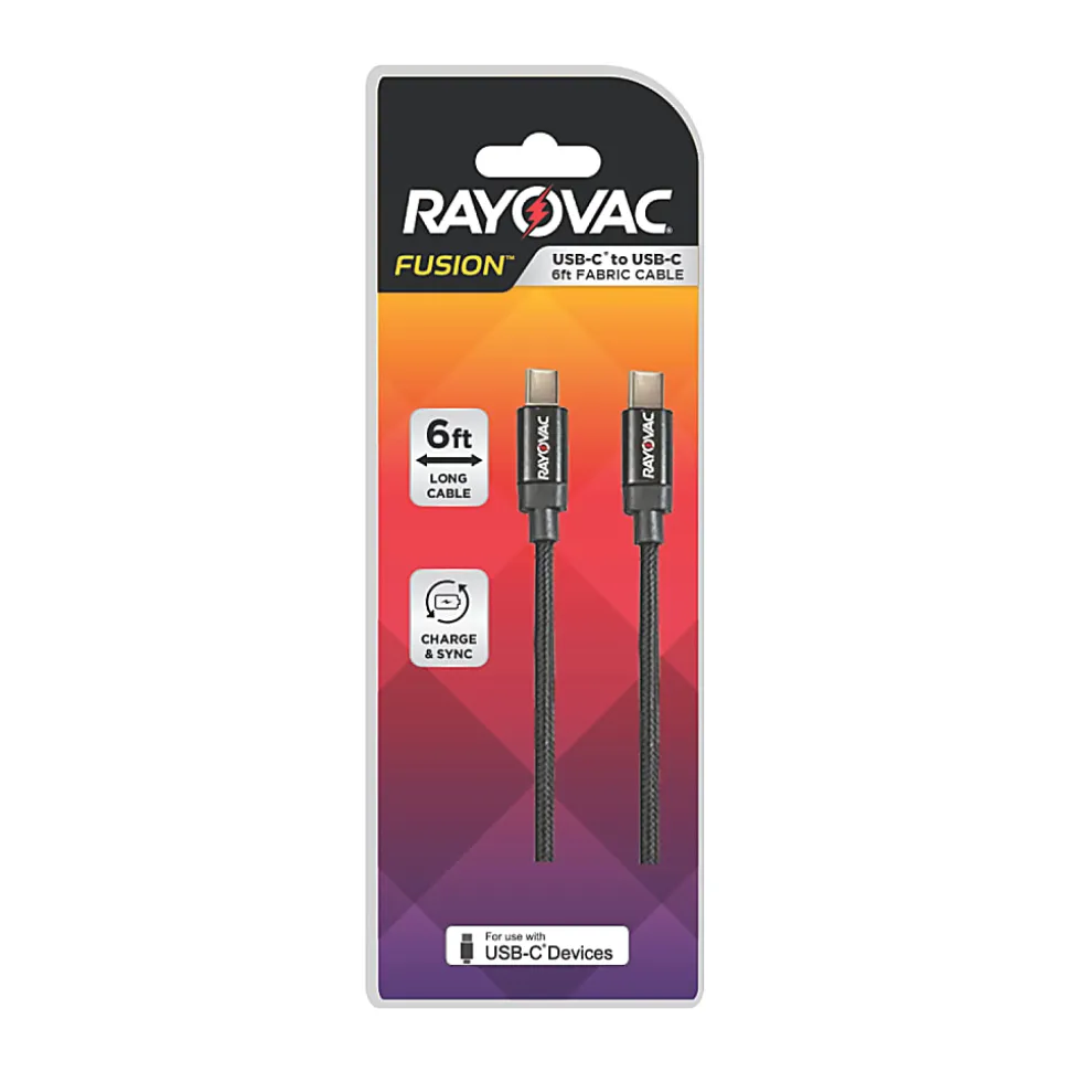 Rayovac USB-C To USB-C Cable, 6', Black, RV2418