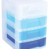 Really Useful Box® Plastic 4-Drawer Storage Tower, 7 Liters, 18" x 15 3/4" x 12", Clear/Blue