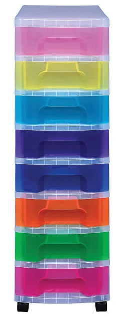 Really Useful Box® Plastic 8-Drawer Storage Tower, 7 Liters, 36 1/2