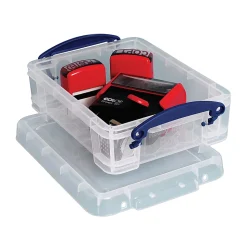 Really Useful Box® Plastic Storage Container With Built-In Handles And Snap Lid, 1.75 Liters, 9 1/2