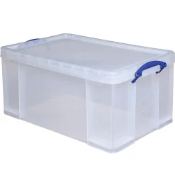 Really Useful Box® Plastic Storage Container With Handles/Latch Lid, 28" x 17 5/16" x 12 1/4", Clear