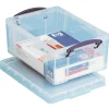 Really Useful Box® Plastic Storage Container With Built-In Handles And Snap Lid, 9 Liters, 10 1/4" x 14 1/2" x 6 1/4", Clear