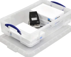 Really Useful Box® Plastic Storage Container With Built-In Handles And Snap Lid, 33 Liters, 28