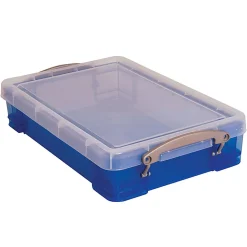 Really Useful Box® Plastic Storage Container With Built-In Handles And Snap Lid, 19 Liters, 14 1/2" x 10 1/4" x 11 1/8", Clear