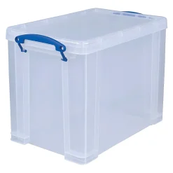 Really Useful Box® Plastic Storage Container With Built-In Handles And Snap Lid, 19 Liters, 14 1/2" x 10 1/4" x 11 1/8", Clear