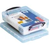 Really Useful Box® Plastic Storage Container With Built-In Handles And Snap Lid, 0.55 Liter, 8 1/2" x 4" x 1 3/4", Clear