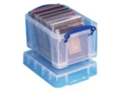 Really Useful Box® Plastic Storage Container With Built-In Handles And Snap Lid, 3 Liters, 6 1/2" x 7 1/4", 9 1/2" x 7 1/4" x 6 1/2", Blue