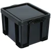 Really Useful Box® Plastic Storage Container With Built-In Handles And Snap Lid, 32 Liters, 95% Recycled, 19" x 14" x 12", Black