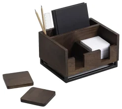 Realspace® Acadia Wood/Metal Desktop Organizer With Coasters, 8-3/4