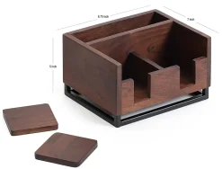 Realspace® Acadia Wood/Metal Desktop Organizer With Coasters, 8-3/4
