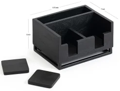 Realspace® Acadia Wood/Metal Desktop Organizer With Coasters, 8-3/4