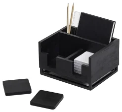 Realspace® Acadia Wood/Metal Desktop Organizer With Coasters, 8-3/4
