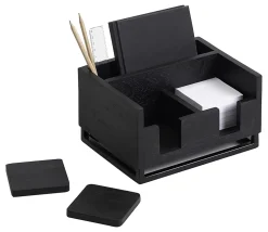 Realspace® Acadia Wood/Metal Desktop Organizer With Coasters, 8-3/4