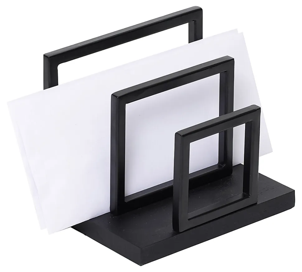 Realspace® Acadia Wood/Metal Letter Sorter, 6-1/4"H x 6-3/4"W x 5"D, Black