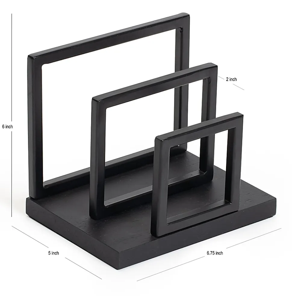 Realspace® Acadia Wood/Metal Letter Sorter, 6-1/4"H x 6-3/4"W x 5"D, Black
