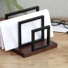 Realspace® Acadia Wood/Metal Letter Sorter, 6-1/4"H x 6-3/4"W x 5"D, Walnut/Black