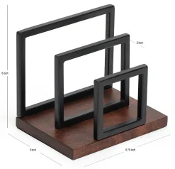 Realspace® Acadia Wood/Metal Letter Sorter, 6-1/4"H x 6-3/4"W x 5"D, Walnut/Black
