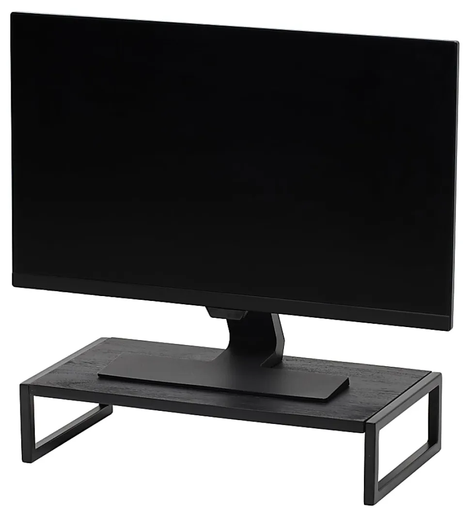 Realspace® Acadia Wood/Metal Monitor Stand, 4-1/2"H x 21-1/2"W x 10"D, Black