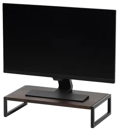 Realspace® Acadia Wood/Metal Monitor Stand, 4-1/2"H x 21-1/2"W x 10"D, Walnut/Black