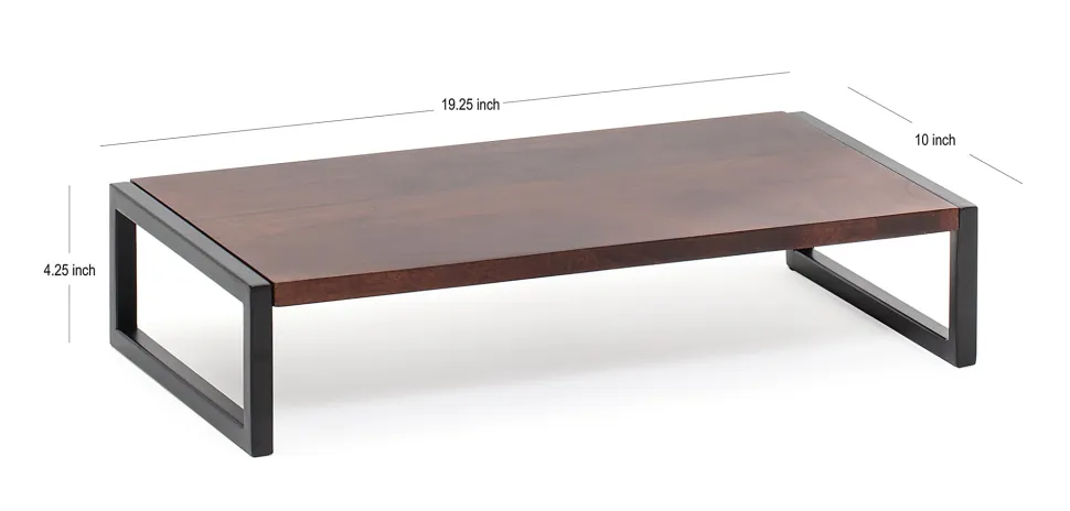 Realspace® Acadia Wood/Metal Monitor Stand, 4-1/2"H x 21-1/2"W x 10"D, Walnut/Black