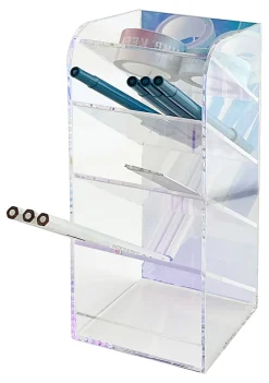 Realspace® Acrylic Desk Organizer, 8"H x 3-1/4"W x 3-1/4"D, Clear/Iridescent