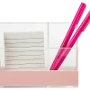 Realspace® Acrylic Desk Organizer, 3-7/16"H x 6"W x 3-5/8"D, Clear/Pink