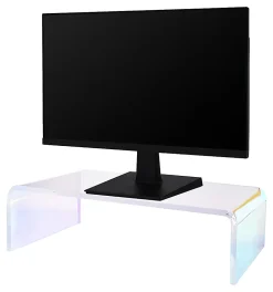 Realspace® Acrylic Monitor Stand, 4"H x 15"W x 7-1/2"D, Clear/Iridescent