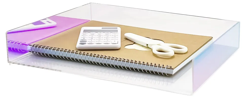 Realspace® Acrylic Paper Tray, 2"H x 12"W x 8-3/4"D, Clear/Iridescent