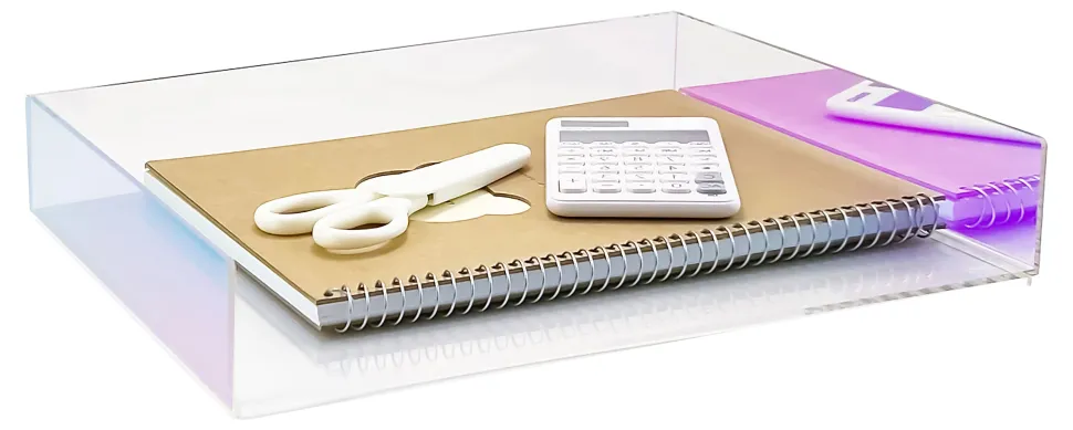 Realspace® Acrylic Paper Tray, 2"H x 12"W x 8-3/4"D, Clear/Iridescent