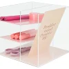 Realspace® Acrylic Slot Desk Organizer, 6"H x 6"W x 5-7/16"D, Clear/Pink