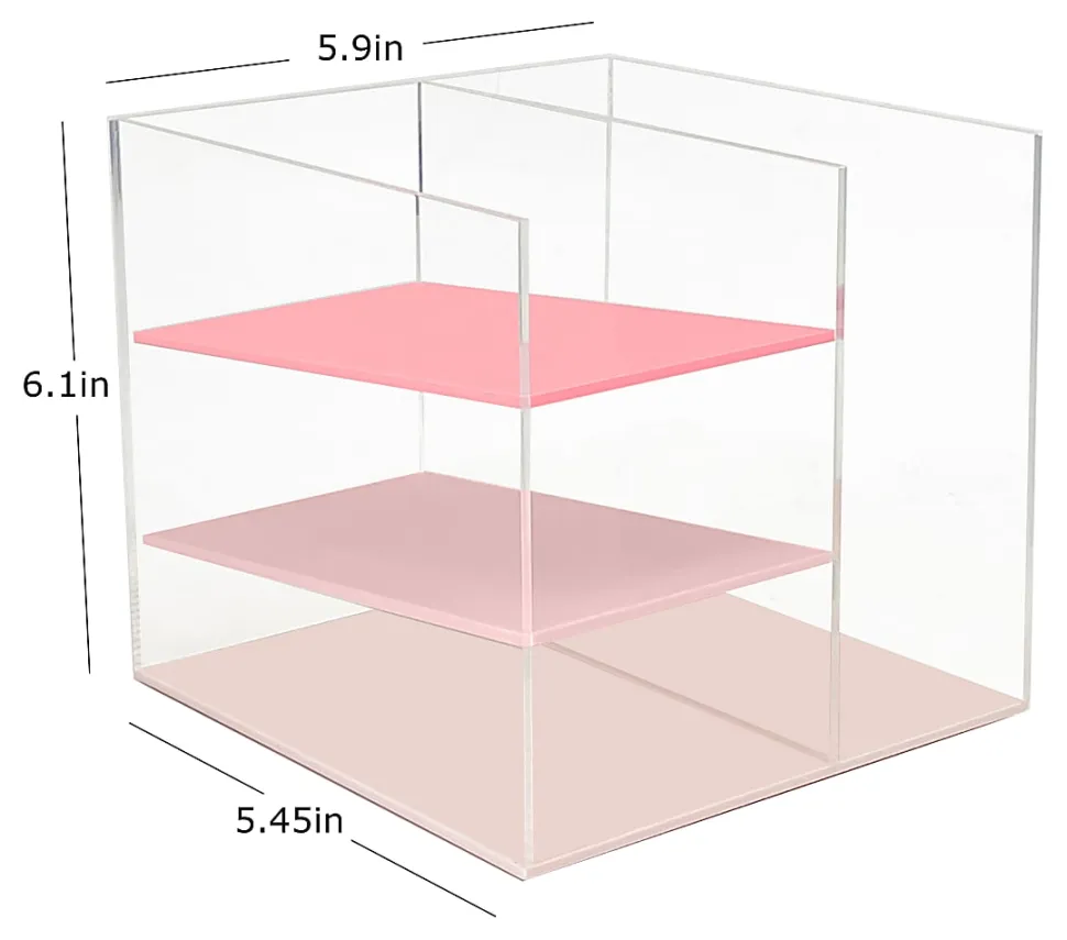 Realspace® Acrylic Slot Desk Organizer, 6"H x 6"W x 5-7/16"D, Clear/Pink