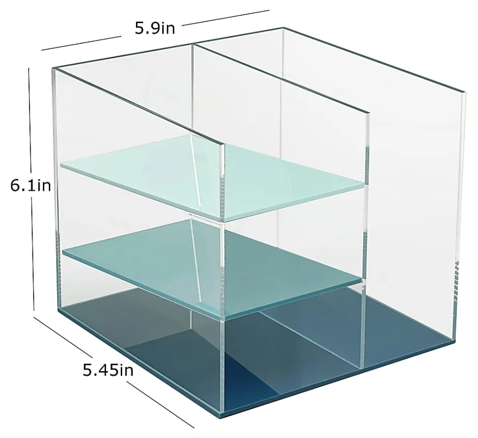Realspace® Acrylic Slot Desk Organizer, 6"H x 6"W x 5-7/16"D, Clear/Blue