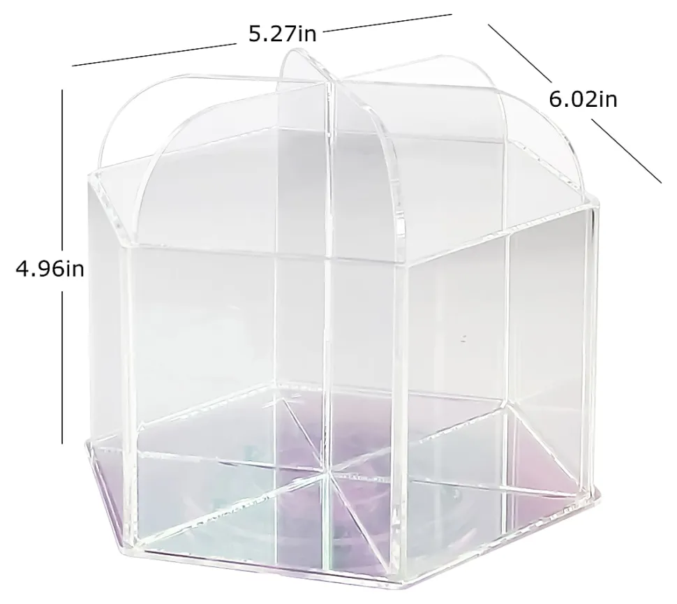 Realspace® Acrylic Spinning Desktop Organizer, 5"H x 6"W x 5-1/4"D, Clear/Iridescent