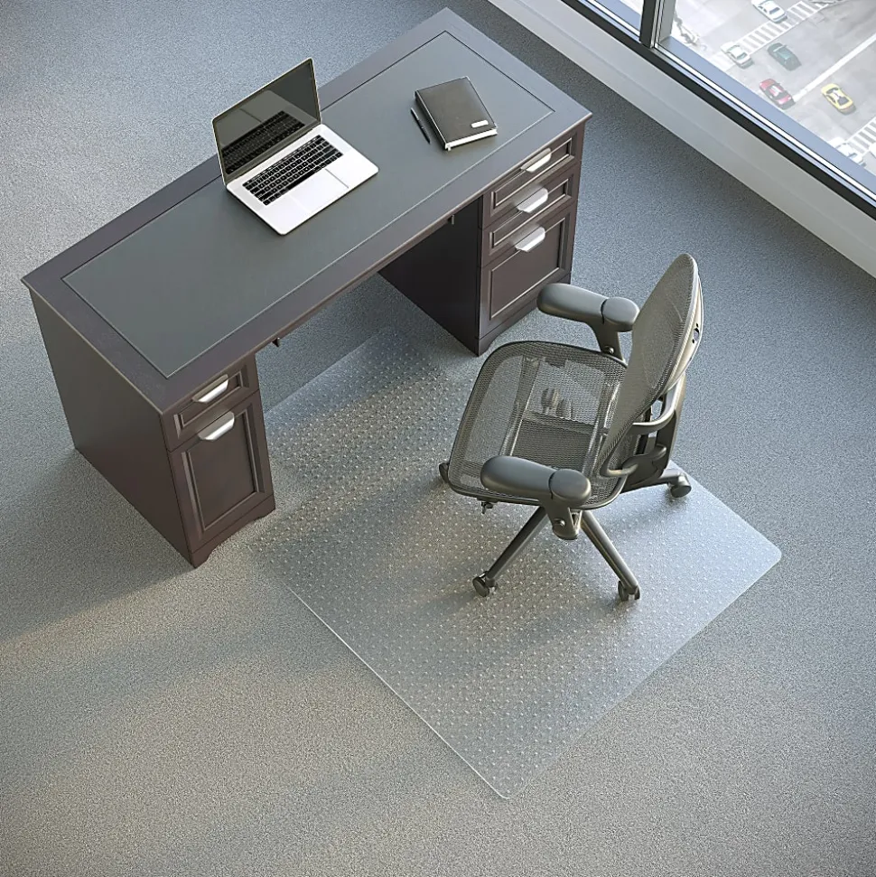 Realspace™ Advantage Commercial Pile Chair Mat, Wide Lip, 45" x 53", Clear