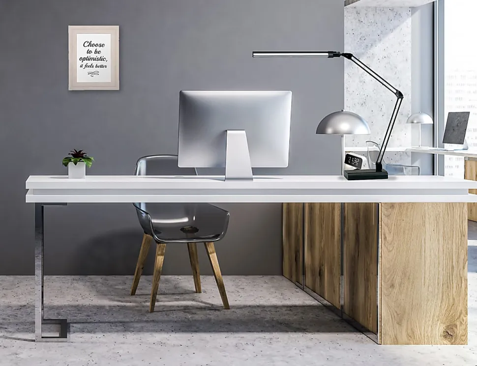 Realspace™ Architect Desk Lamp, Adjustable, 21-1/2"H, Black/Silver