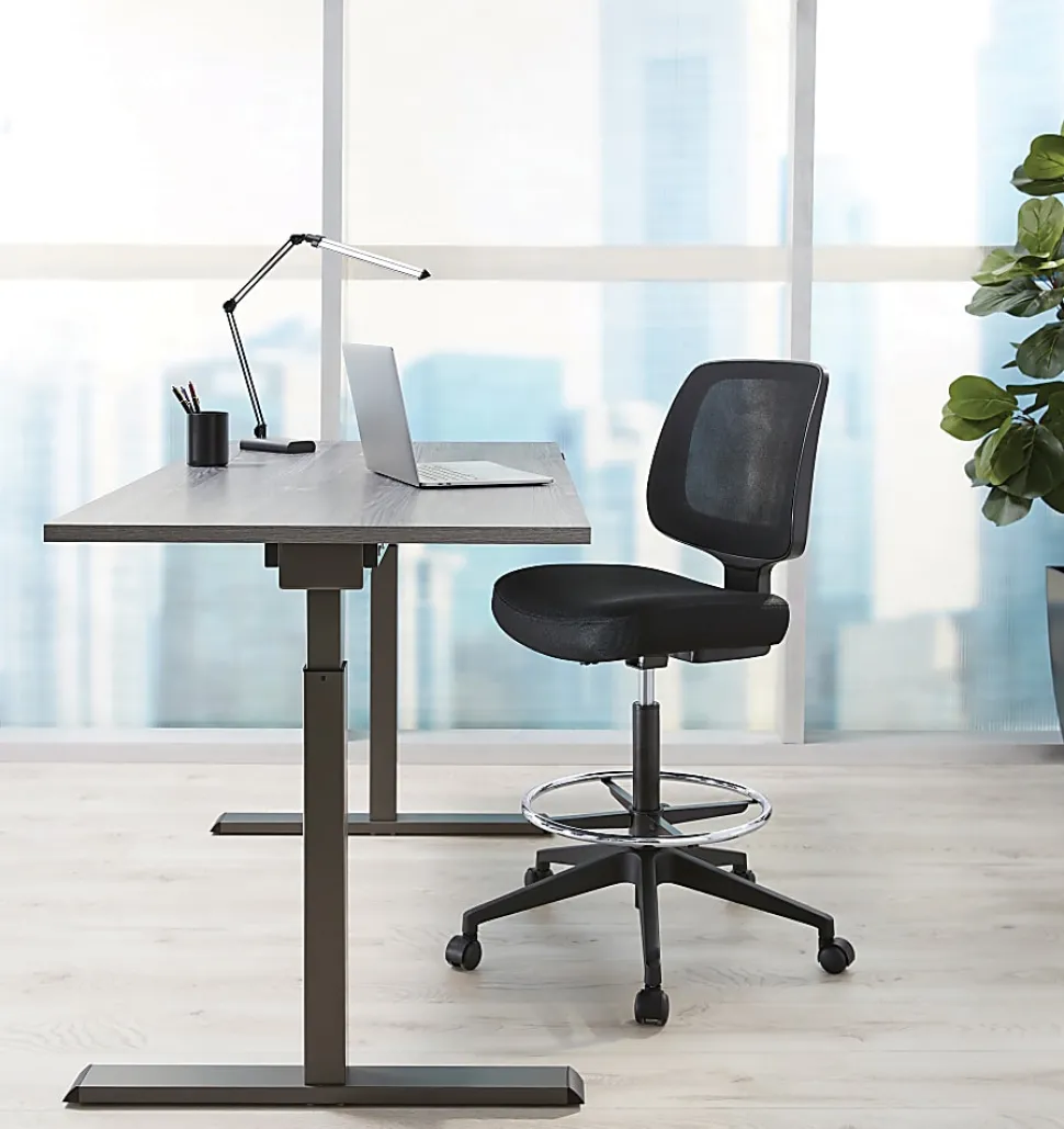 Realspace™ Architect Desk Lamp, Adjustable, 21-1/2"H, Black/Silver