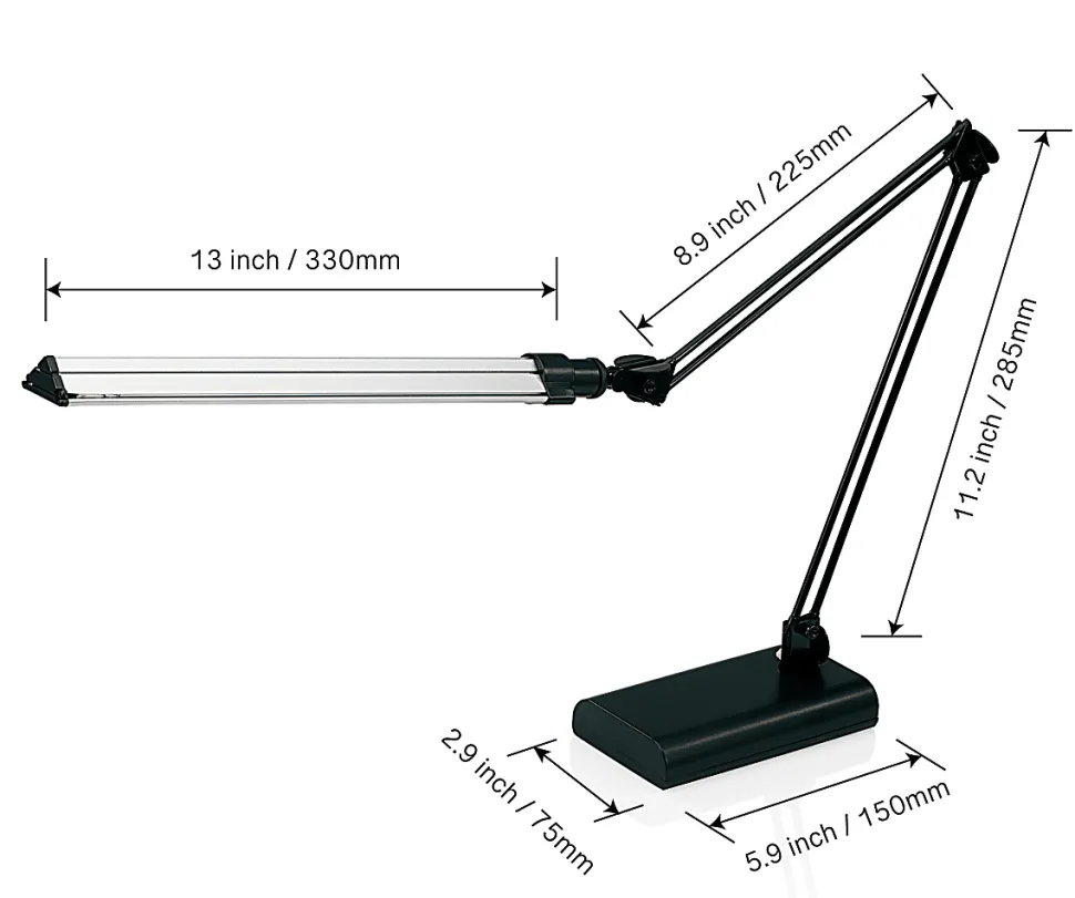 Realspace™ Architect Desk Lamp, Adjustable, 21-1/2"H, Black/Silver
