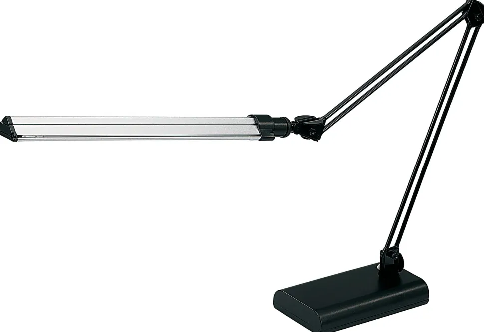 Realspace™ Architect Desk Lamp, Adjustable, 21-1/2"H, Black/Silver
