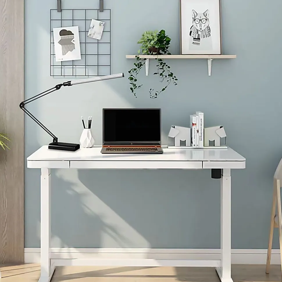 Realspace™ Architect Desk Lamp, Adjustable, 21-1/2"H, Black/Silver