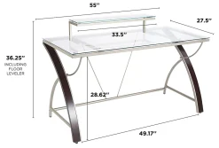Realspace® Axley 55”W Glass Computer Desk, Cherry/Silver