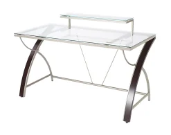 Realspace® Axley 55”W Glass Computer Desk, Cherry/Silver