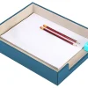Realspace® Azura Vegan Leather Paper Tray, 2-3/8"H x 14"W x 10-7/8"D, Blue