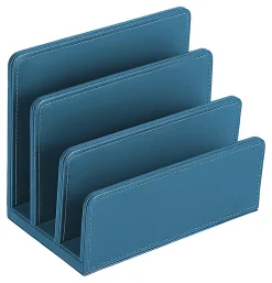 Realspace® Azura Vegan Leather Letter Sorter, 5-1/2"H x 6-7/8"W x 4"D, Blue