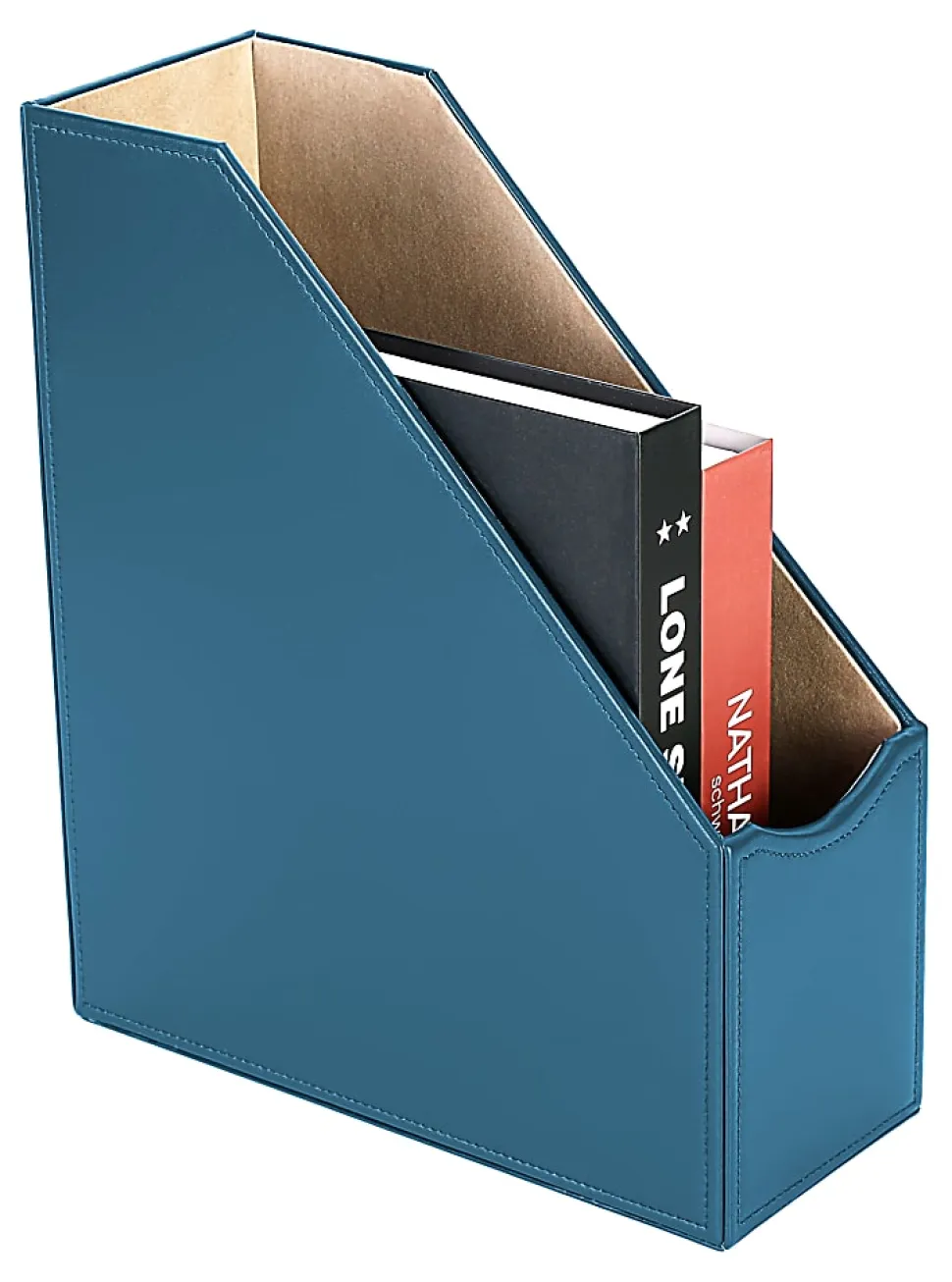 Realspace® Azura Vegan Leather Magazine File Holder, 12-5/8"H x 4"W x 10-1/4"D, Blue