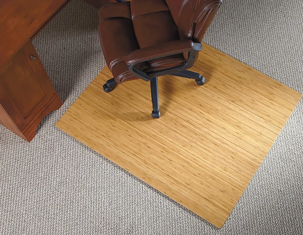 Realspace® Bamboo Roll-Up Chair Mat, 48" x 52", Natural