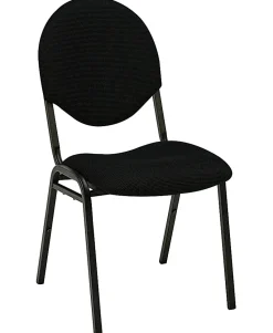 Realspace® Banquet Padded Fabric Seat, Fabric Back Stacking Chair 17 9/10" Seat Width, Black Seat/Black Frame, Quantity: 1