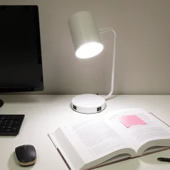 Realspace™ Barsi Desk Lamp With USB Charging Port, 14"H, White